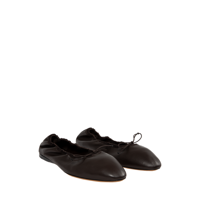 Image 2 of 4 - BLACK - THE ROW Hereditas Ballet Flats featuring leather upper, slip on, bow detail, leather lining and suede sole. 100% calf leather. 