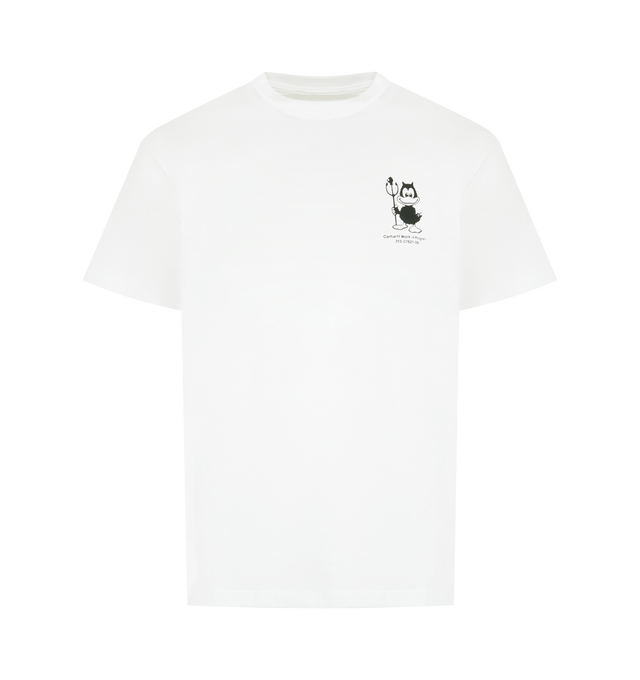 Image 1 of 2 - WHITE - CARHARTT WIP Bumper Car T-Shirt featuring a loose fit, crew neck, short sleeves, midweight organic cotton jersey and a graphic print appears on the chest. 100% cotton.  