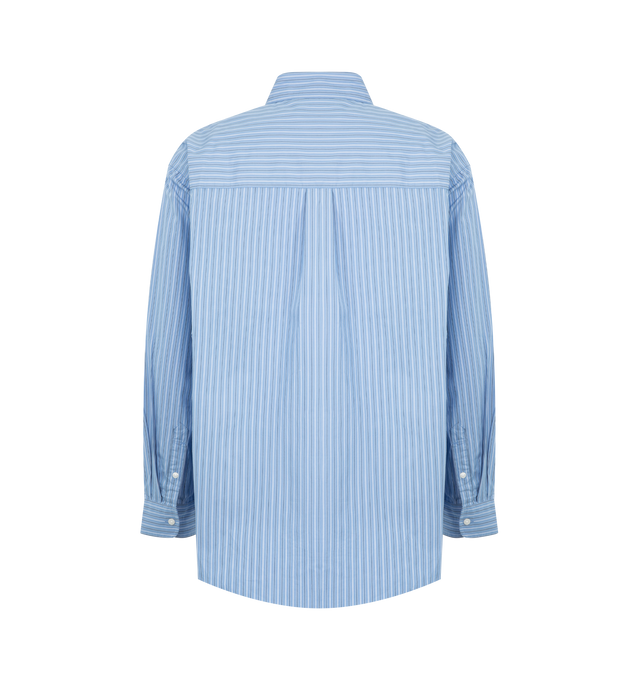 Image 2 of 2 - BLUE - CARHARTT WIP Keene Shirt featuring lightweight, yarn-dyed cotton poplin, allover stripes, embroidered C Logo appears on the chest pocket, button closure, chest pocket, turn-down collar and striped. 100% cotton.  