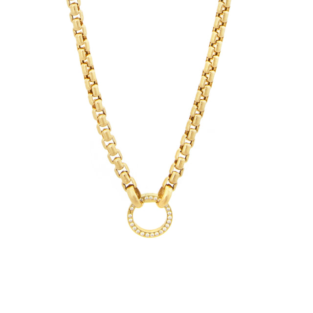 Image 2 of 2 - GOLD - JENNA BLAKE Diamond Clasp Box Chain Necklace featuring 18K yellow gold, diamond clasp and 30" length. 