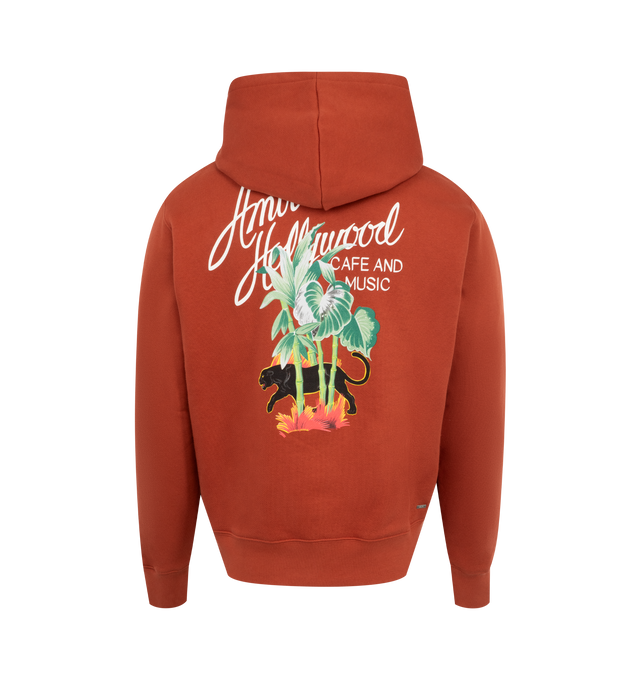 Image 2 of 2 - ORANGE - Amiri Hollywood Hoodie has an attached hood, a kangaroo pocket, ribbed trims, and signature graphics at the front and back. 100% cotton. Made in Italy.  