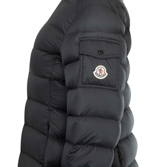 Image 3 of 3 - BLACK - MONCLER Igesse Mid-Length Down Jacket featuring microfiber lining, down-filled, zipper closure, zipped pockets and sleeve pocket with snap button closure. 100% polyester. Padding: 90% down, 10% feather. 