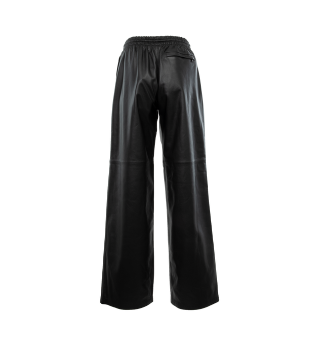 Image 2 of 4 - BLACK - WARDROBE.NYC Leather Track Pant featuring a relaxed fit, elasticated waist with drawcords and zipped pockets. 100% leather. Lining: 100% cotton. Made in France. 