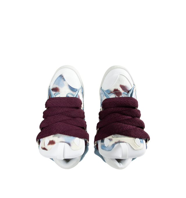 Image 5 of 5 - MULTI - LANVIN Curb Sneakers featuring snake laces, almond toe, double, extra-wide, two-tone tubular laces with plastic tips, contrast topstitching, quilted tongue with the Lanvin label and embossed Mother and Daughter logo. 