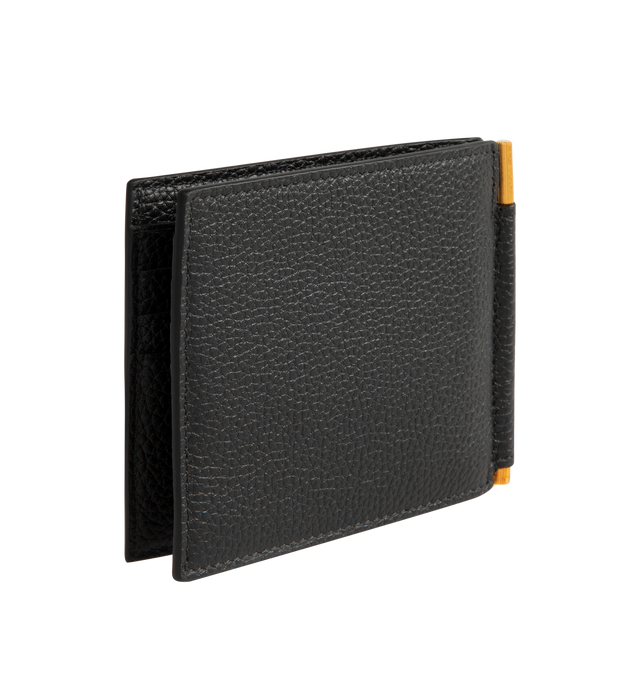 Image 2 of 3 - BLACK - Tom Ford T Line Soft Grain Leather Money Clip Wallet is crafted from soft grain calf leather and features the signature elongated T detail, an integrated money clip, and a compact bi-fold silhouette with multiple card slots for everyday organization. This designer leather money clip wallet combines refined craftsmanship with elevated functionality for daily use. Main Material: 100% Calf Leather. Lining: 70% Calf Leather, 30% Sheep Leather. Dimensions: 10.5 x 9 x 0.8 cm. Made in Italy. 