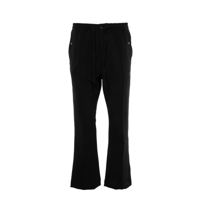 Image 1 of 4 - BLACK - NEEDLES Cowboy Trousers featuring stretch polyester twill, drawstring at elasticized waistband, four-pocket styling, zip-fly, embroidered logo at front leg, pinched seam at legs and piping at outseams. 89% polyester, 11% polyurethane. Made in Japan.