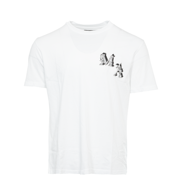 WHITE - AMIRI Angel Tee featuring logo print at the chest, logo graphic print to the rear, crew neck, short sleeves and straight hem. 100% cotton. 