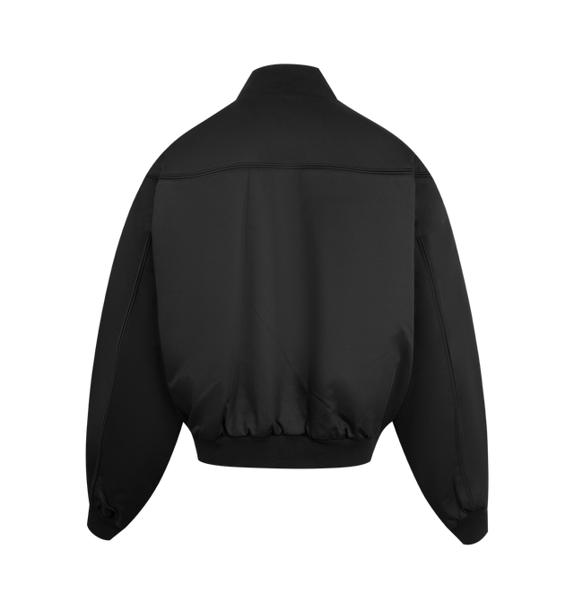 Image 2 of 4 - BLACK - WILLY CHAVARRIA Gas Station Oversized Cotton Blend Bomber Jacket featuring concealed zip fastening at front, flat collar, long sleeves, two welt pockets at front, all-over binding detailing, branded hardware, ribbed trims and all-over internal padding. 65% polyester, 35% cotton. Lining 100% viscose. Made in Italy. 