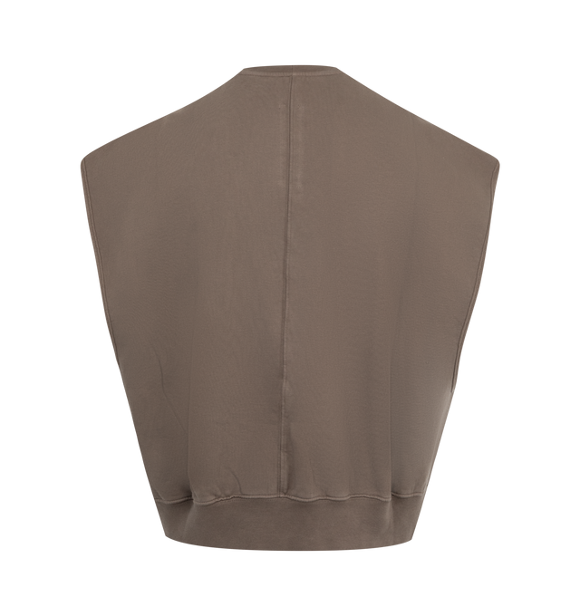 Image 2 of 2 - BROWN - DRKSHDW SL Jumbo Tatlin Sweat Vest featuring round neck, sleeveless, vertical back seam, detachable logo strap and rib hem. 100% cotton. Made in Italy. 