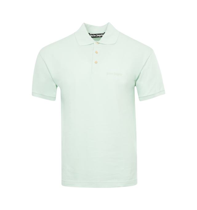 GREEN - PALM ANGELS Classic Logo Polo featuring embroidered logo at the chest, polo collar, front button placket and short sleeves. 100% cotton. 