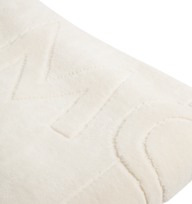 Image 3 of 3 - NEUTRAL - MONCLER Logo Cotton Beach Towel featuring terry texture and logo detail. 100% cotton. Made in Portugal. 
