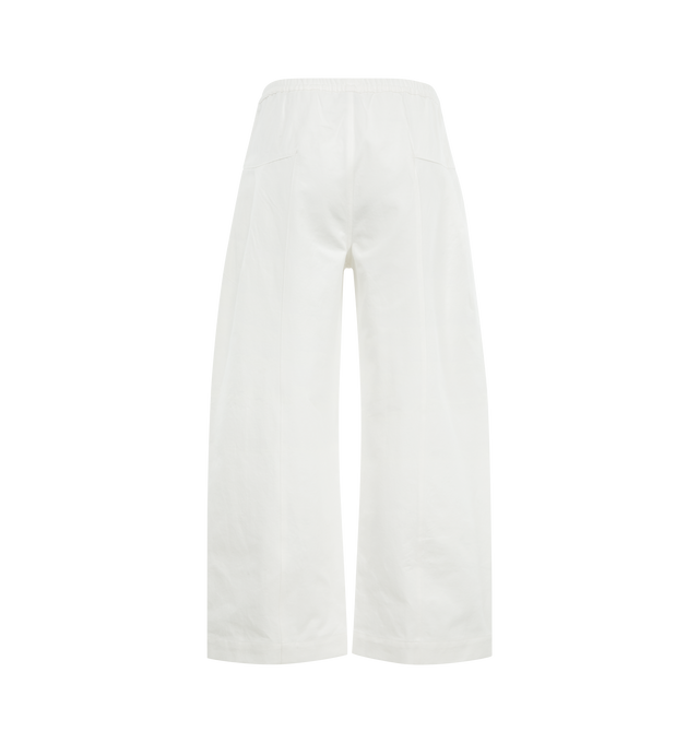 Image 2 of 3 - WHITE - DEIJI STUDIOS Pleat Pant featuring a relaxed, straight leg pant designed to sit lowmid rise with a soft elasticated waistband, subtle front and back pleat detailing, front pockets with zips and a back pocket. 100% GOTS organic cotton twill.  
