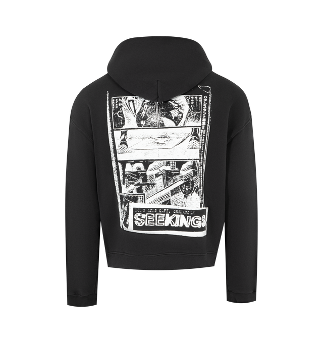 Image 2 of 2 - BLACK - Seekings Comic Book Hoodie has an attached hood, printed graphic artwork, a kangaroo pocket, and ribbed trims. 100% cotton. Made in USA.  