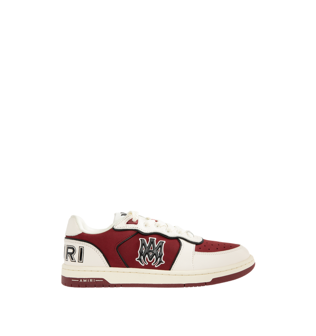 Image 1 of 5 - RED - Amiri Men's Newport Sneaker is crafted on a patinated two-tone leather and suede material on a rubber sole illustrated with the MA icon.  