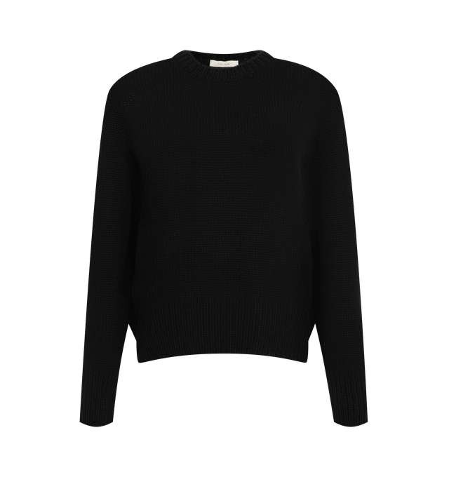 Image 1 of 2 - BLACK - The Row Women's Pato Sweater is crafted from heavyweight cashmere and features a classic crew neckline with ribbed trims at the neckline, cuffs, and hem for a timeless, elevated look. This designer cashmere sweater combines luxurious Italian craftsmanship with exceptional warmth, softness, and everyday versatility, making it an essential cold-weather wardrobe staple. Main Material: 100% Cashmere. Made in Italy. 