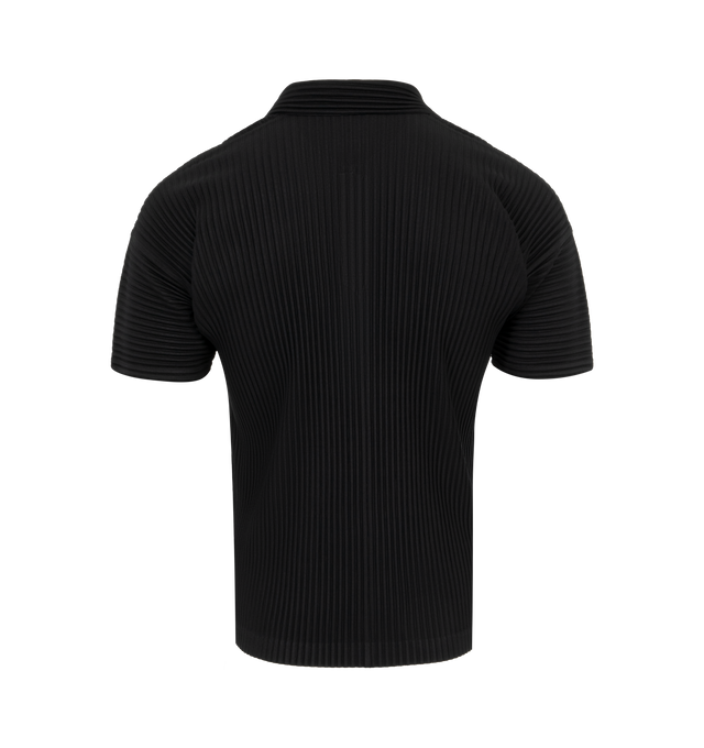 Image 2 of 2 - BLACK - Issey Miyake Basic T-Shirt has a round neck, short sleeves, full pleating, a plisseffect, and a straight hem. 100% polyester.  