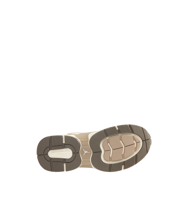 Image 4 of 5 - NEUTRAL - Women's Jordan Trunner O/S Sneakers feature a breathable mesh upper with suede overlays and a modern silhouette inspired by the original Jordan Trunner. These lifestyle sneakers combine responsive foam cushioning, molded midfoot support wings, and a durable rubber outsole for lightweight comfort, stability, and everyday traction. Main Material: Mesh and Suede. Midsole: Responsive Foam. Sole: Rubber. 