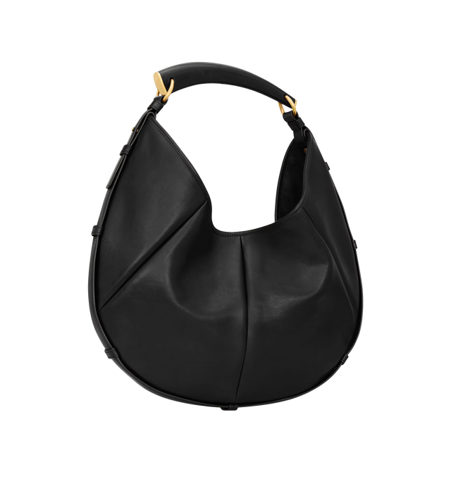 Image 2 of 3 - BLACK - SAINT LAURENT Mombasa Medium Bag in leather featuring padded calfskin, lined in tonal suede, leather covered handle or shoulder carry, bronze-tone hardware, magnetic snap closure and one zip pocket. 9.415.7" x 9.413" x 1.2". Calfskin. Made in Italy.   