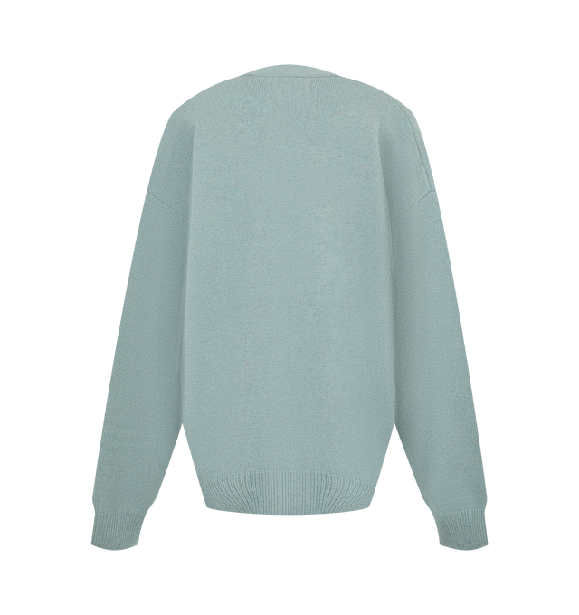 Image 2 of 2 - GREEN - EXTREME CASHMERE Jonah Sweater featuring a slouchy, relaxed-fit cashmere cardigan with a deep v-neck, fastened with five corozo buttons and rib-knit hem and cuffs. 94% cashmere, 5% nylon, 1% elastane. Every garment is offered in one size, designed to comfortably fit sizes XSXL. Each piece comes as is and is thoughtfully made to complement a wide range of body types. 