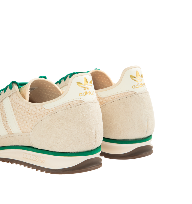 Image 3 of 5 - WHITE - ADIDAS SL 72 OG Sneakers featuring a mixed leather and textile upper, regular fit, lace closure, leather sockliner, flexible rubber outsole and iconic 3-Stripes and Trefoil branding. 
