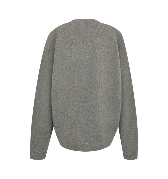 Image 2 of 2 - GREY - Nili Lotan Women's Trisha Sweater is crafted from a luxurious cashmere and silk blend and features a relaxed-fit silhouette with an elongated body and extended sleeve length. Knit in a chunky jersey stitch, this elevated essential is finished with raglan sleeve construction, rib-knit trims at the neck, cuffs, and hem, and the brand's signature center-back cable-knit detail. Main Material: 55% Cashmere, 45% Silk.  