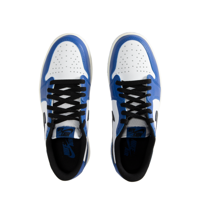 Image 5 of 5 - BLUE - Jordan Air Jordan 1 Low Sneakers are a lace-up style with leather uppers, encapsulated Air-Sole units for lightweight cushioning, and solid rubber outsoles.  