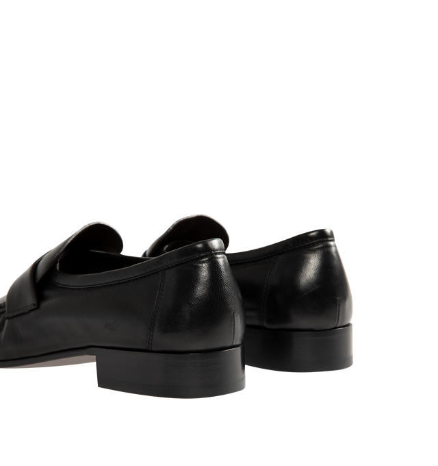 Image 3 of 4 - BLACK - The Row womne's artisanally-crafted loafer in soft nappa leather with natural pleating effect and hand-painted leather sole. 0.75 in. heel. 100% Lambskin Leather. Made in Italy. 