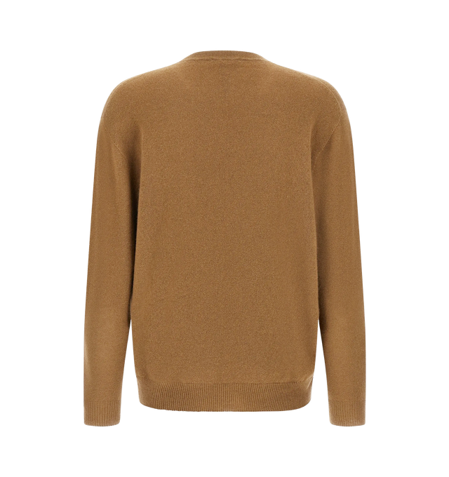 Image 2 of 2 - BROWN - THE ROW Numi Sweater featuring long-sleeved v-neck sweater in ultrasoft Japanese cashmere with oversized fit, seamless construction, and ribbed neckline, cuffs, and hem. 100% cashmere. Made in Italy. 