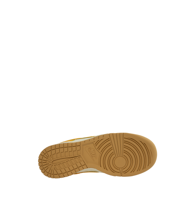 Image 4 of 5 - YELLOW - NIKE Dunk Low Retro Basketball Sneaker featuring lace-up style, removable insole, leather and textile upper, synthetic lining and rubber sole.  