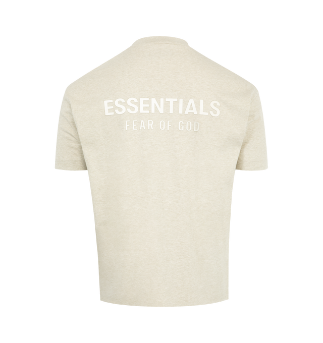 Image 2 of 2 - NEUTRAL - FEAR OF GOD ESSENTIALS Classic Tee featuring medium-weight cotton jersey, rib-knit crewneck, classic fit, signature Fear of God relaxed proportions, translucent rubberized label at the center front and a new "Essentials Fear of God" beveled metallic logo across the back. 100% cotton. 