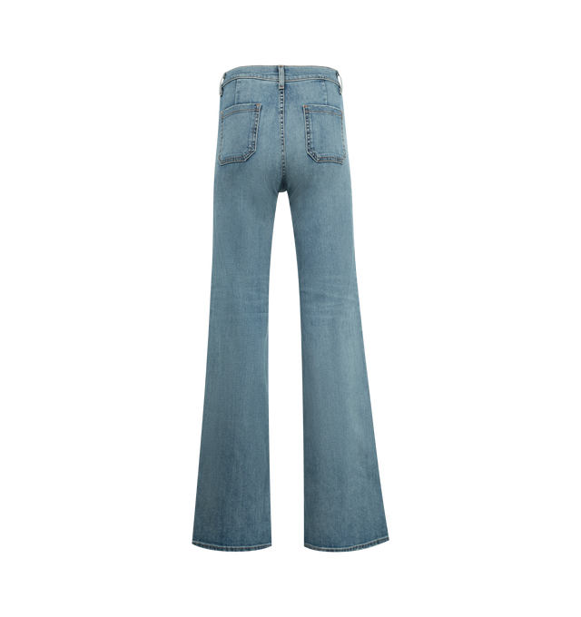 Image 2 of 3 - BLUE - NILI LOTAN Florance Jeans featuring high rise waist, flared legs and front and back pockets. 98% cotton. Made in USA.  