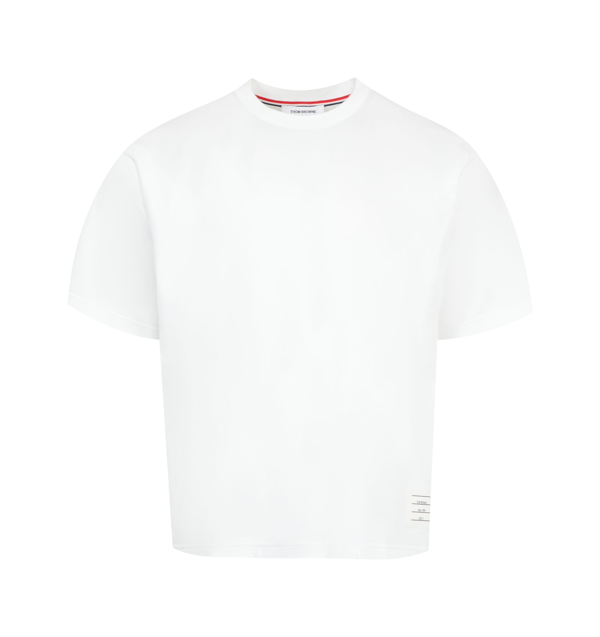 THOM BROWNE シャシショトスリフTシャツ MJS252AJ0138 100 Short Sleeve Tee W/ Navy 4 Bar Snake Embroidery In Medium