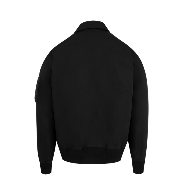 Image 2 of 3 - BLACK - SACAI Rip Stop Blouson Jacket featuring two-way zip closure with press-stud placket, collar, ribbed cuffs and hem, zip pocket on sleeve and side pocket. Made in Japan. 