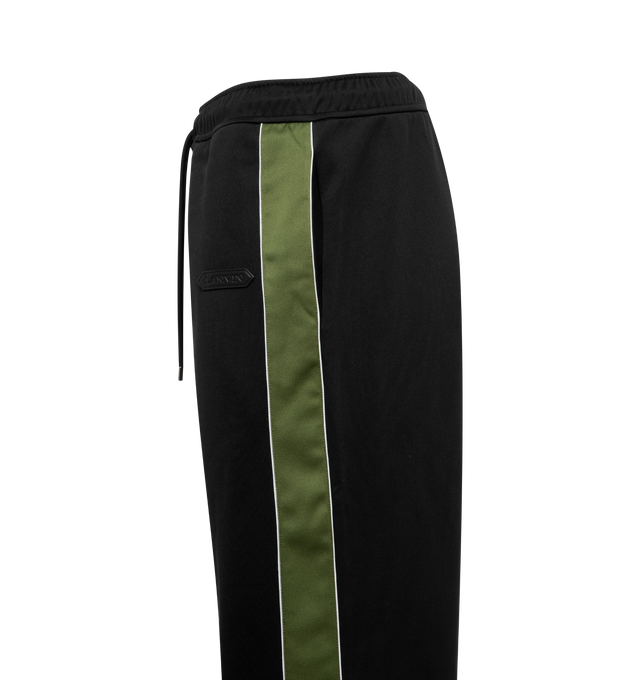 Image 3 of 3 - BLACK - LANVIN Contrast Joggers featuring elastic waist with drawstring, wide leg, stripe down side and back welt pocket.  