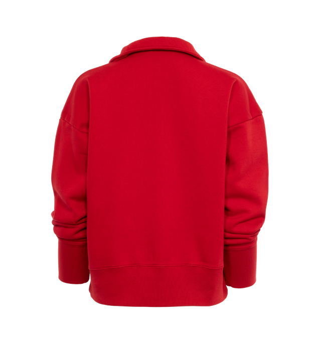 Image 2 of 3 - RED - THE ROW Stanfield Top featuring quarter-zip sweatshirt in heavy French terry with relaxed fit, standing collar, and ribbed cuffs and hem. 93% cotton, 7% polyamide. Made in Italy. 