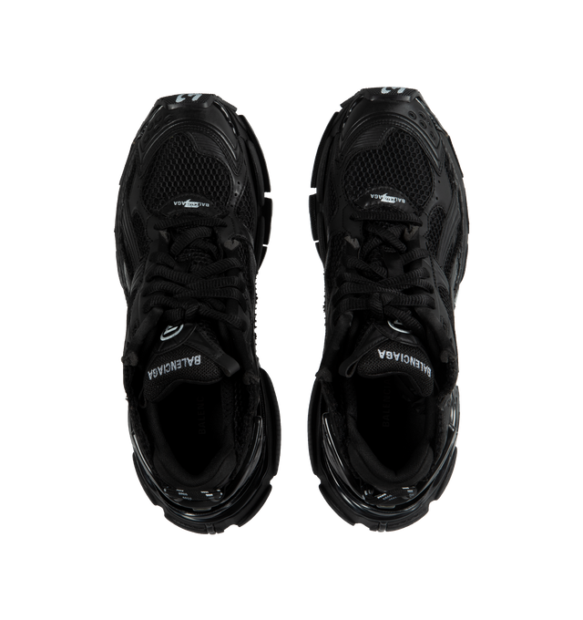 Image 5 of 5 - BLACK - BALENCIAGA Mesh Runner Sneakers featuring chunky heel, reinforced round toe, lace-up vamp, embroidered logo on the tongue, padded collar, pull tab at the backstay, logo at the vamp and heel, branding on the side and rubber outsole. 