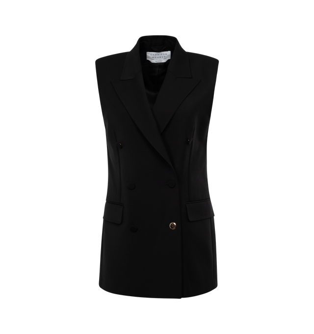 BLACK - GABRIELA HEARST Mayte Vest featuring double-breasted front closure, two-tone buttons, dual pockets and back-vent.. 73% silk, 27% wool. Made in Italy.
