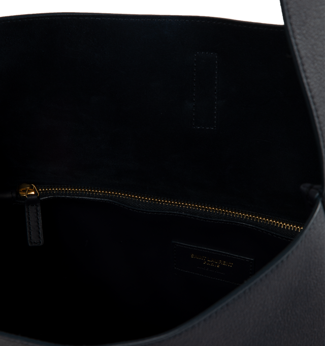 Image 3 of 3 - NAVY - SAINT LAURENT Large Le 5  7 Supple featuring two main compartments, inner zip pocket, adjustable strap, open top with cassandre hook closure and suede lining. 11.8 X 12.2 X 5.1 inches. Handle drop: 11.8 inches. 100% calfskin leather. Made in Italy.  