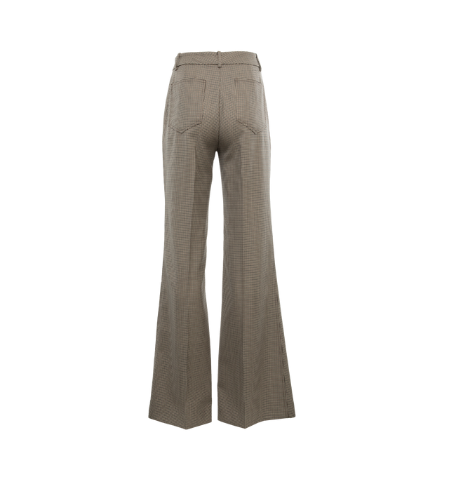Image 2 of 3 - BROWN - NILI LOTAN Christophe Pant featuring flat front, high waist straight leg pant in Italian wool gabardine, slight flare at hem, front and back patch pockets, zip fly, hook-and-bar closure and belt loops. 100% virgin wool. Made in USA. 