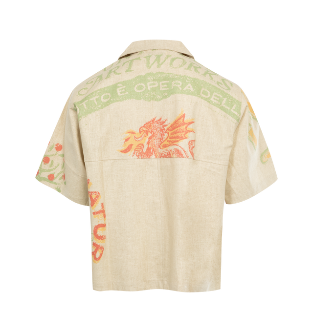 Image 2 of 2 - NEUTRAL - UNTITLED ARTWORKS Resort Shirt Fruits featuring collar, button front closure, short sleeves and graphic throughout. 