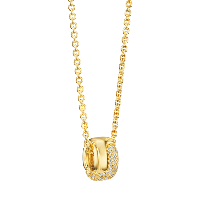 Image 2 of 3 - GOLD - PAMELA ZAMORE Diamond Holos Ring Necklace featuring 18K yellow gold, 13g, 1.7ct diamonds, pendant diameter 18x13 mm, length: 20/22". Hirshleifers offers a range of pieces from this collection in-store. For personal consultation and detailed information about jewelry, please contact our dedicated stylist team at personalshopping@hirshleifers.com. This item may be restricted for online purchase to international clients. For assistance purchasing this item please contact our dedicated st 