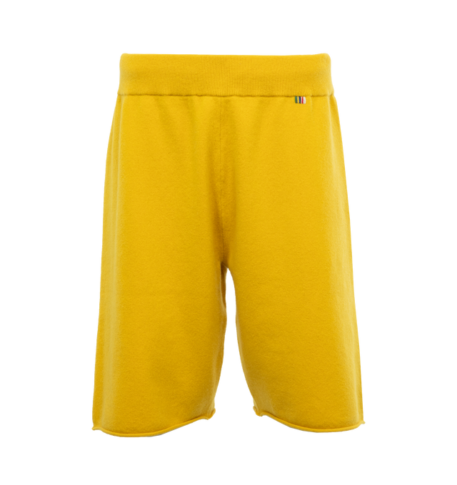 YELLOW - EXTREME CASHMERE Laufen Shorts featuring elasticated waistband, straight legs, knee-length and pull-on style. 88% cashmere, 10% nylon, 2% spandex/elastane.