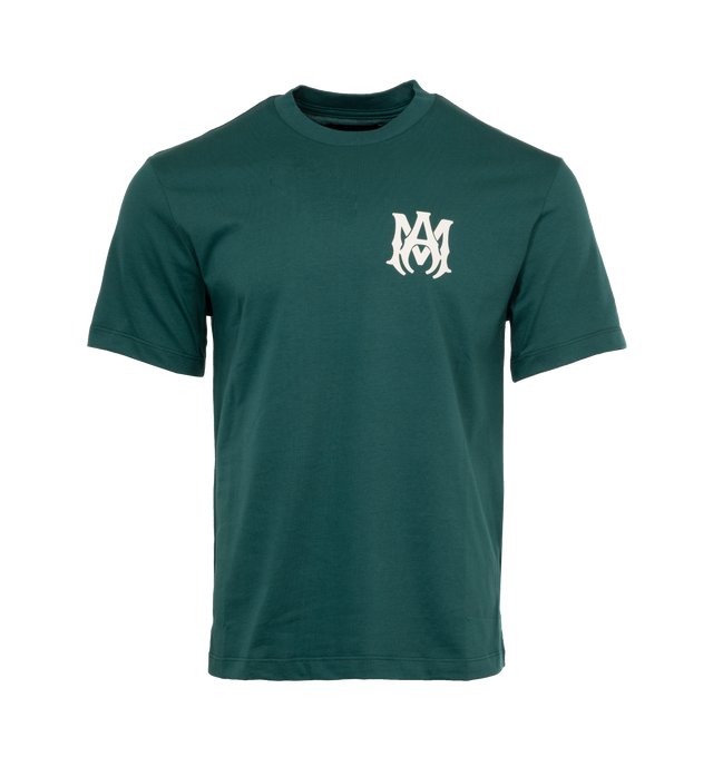 GREEN - AMIRI MA Logo Tee featuring short sleeves, crew neck, regular fit and logo on chest and back. 100% cotton. 
