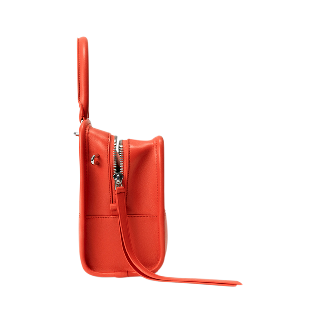 Image 8 of 17 - ORANGE - Loewe Small Amazona 180 Bag in leather features a relaxed silhouette anchored by a single toron top handle, designed to be carried open, while a concealed closure secures the main compartment, three carry options: short handle, removable shoulder strap and crossbody, zip closure with two leather zip pullers, two compartments, main compartment closed with magnetic closure, internal flat pocket, left side d-ring for customization, nappa lambskin lining, and embossed double L branding. 