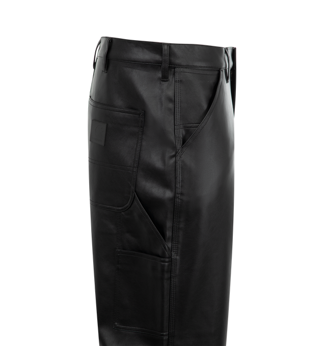 Image 3 of 3 - BLACK - Carhartt WIP Single Knee Pantrs have a regualr wiast and a relaxed straight fit with a zip fly, triple stitching, tool pockets, a hammer loop. a square lable, and constrcuted in 12 oz Dearborn Canvas. 