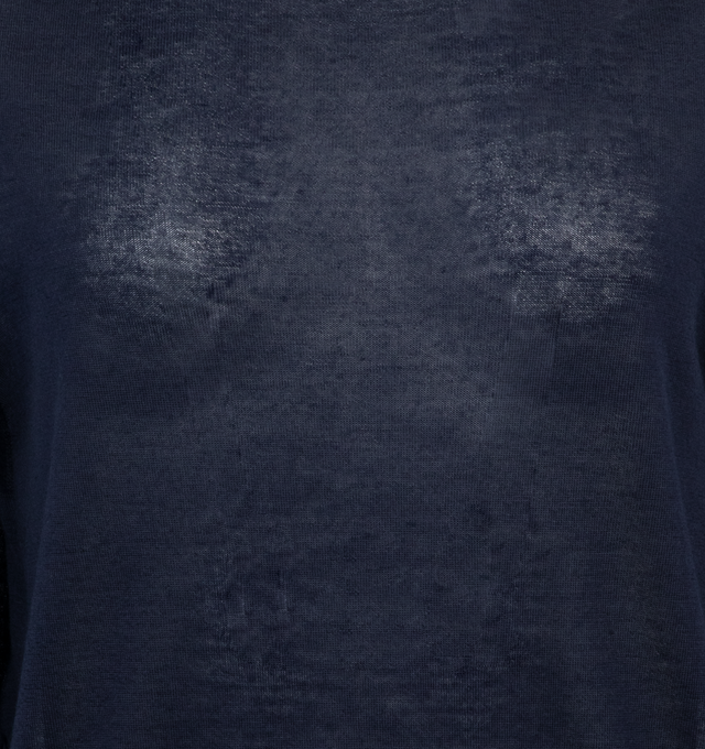 Image 3 of 3 - NAVY - THE ROW Elmira Top featuring classic crewneck top in super fine cashmere with raglan sleeves and slightly shrunken fit. 100% cashmere. Made in Italy. 