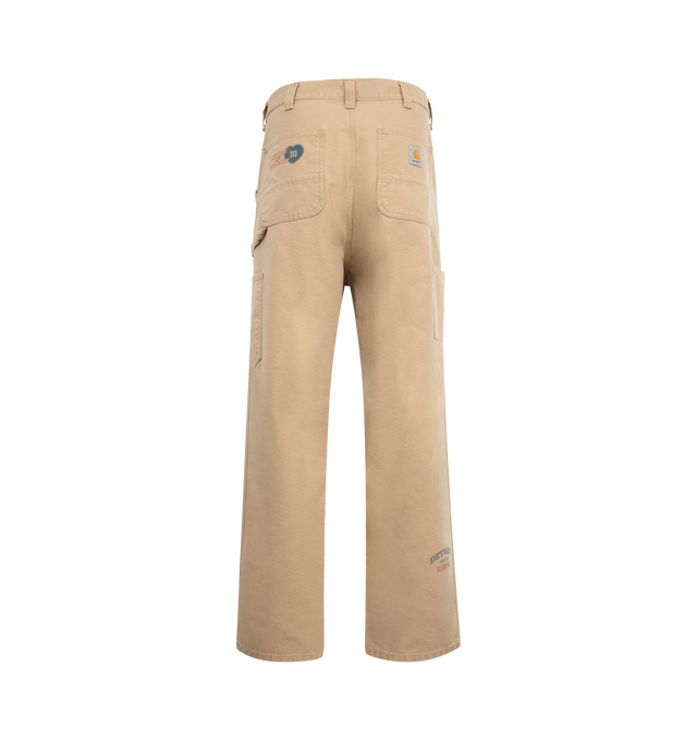 Image 2 of 3 - BROWN - CARHARTT WIP OG Single Knee Pant featuring heavyweight cotton, Dearborn Canvas in a loose straight fit, triple-stitched, Bartack stitching at vital stress points, zip fly, graphic prints, tool pockets, hammer loop and woven Square Label on the rear. 100% organic cotton. 