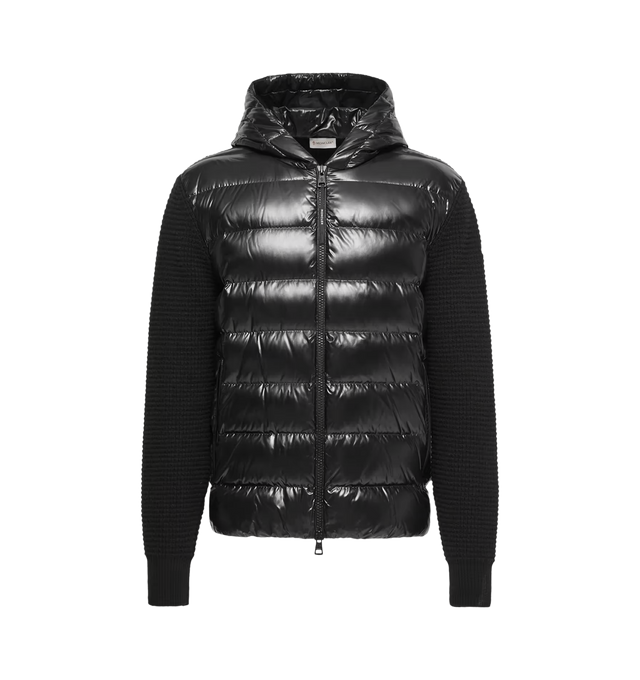 Image 1 of 1 - BLACK - Moncler Zip-Up Padded Cardigan combines the comfort of knitwear with the warmth of lightweight insulation. Designed for versatile layering. Materials: Polyamide 100% 