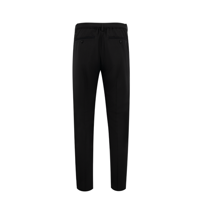 Image 2 of 3 - BLACK - Sacai Suiting Trousers are a 4-pocket style with a zip fly, a detachable cinch belt at the waistband, creased legs and unfinished hems. Partially lined. 70% polyester, 30% wool. Made in Japan. 