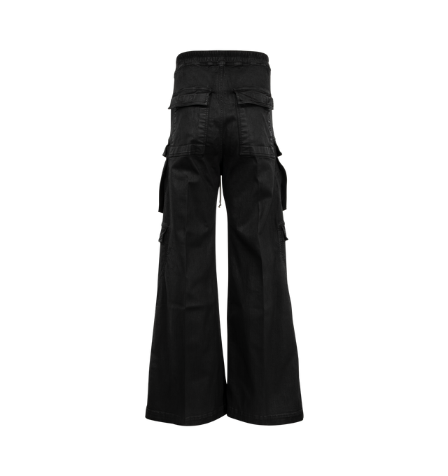 Image 2 of 3 - BLACK - DRKSHDW Bela double cargo pants with silvertone hardware featuring drawstring waistband, four-pocket styling, cargo pockets at outseams, full length, wide legs and exposed zip fly. 91% cotton, 6% elastomultiester, 3% rubber. Made in Italy. 